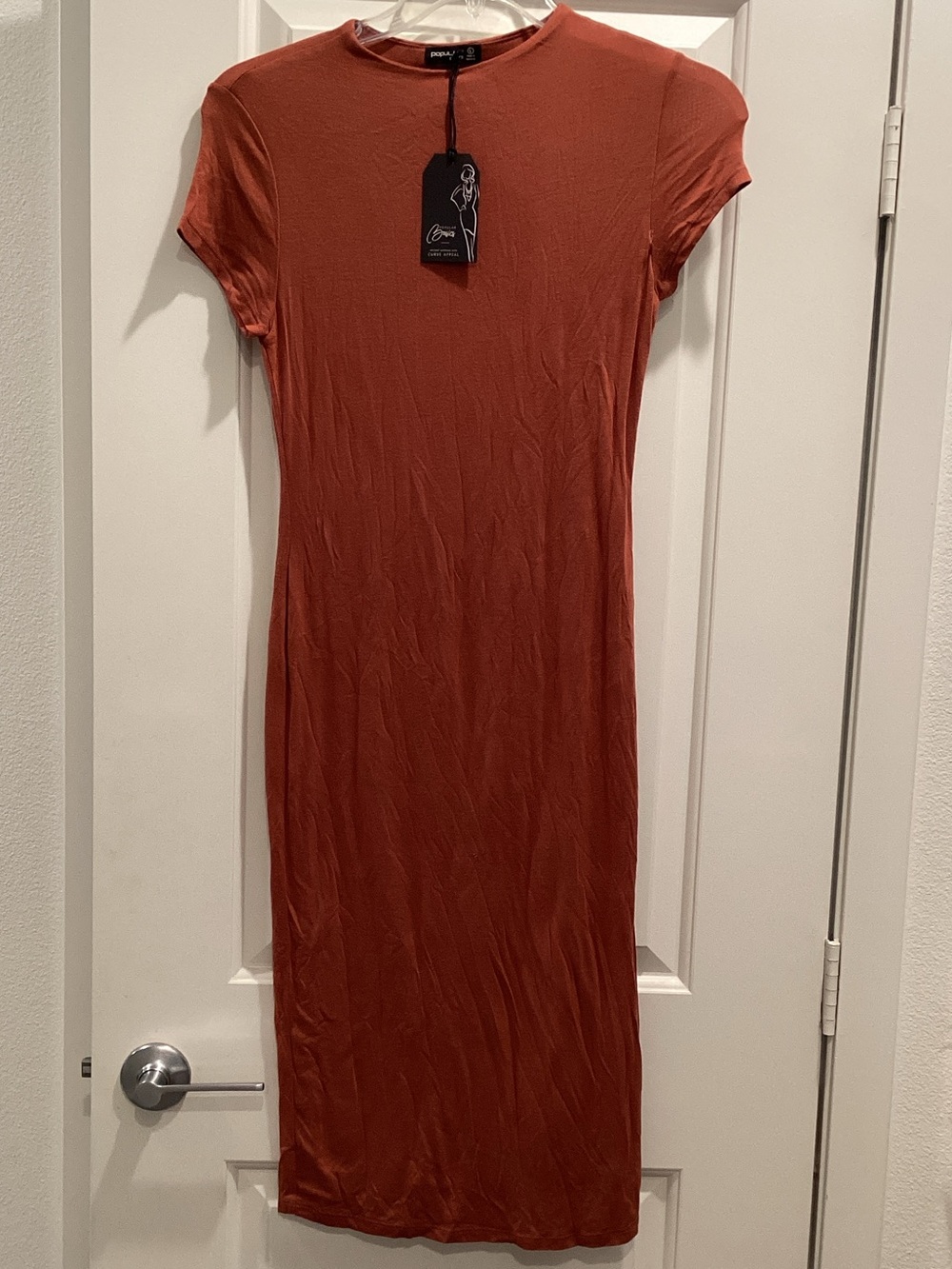 Popular Basics Rust Midi Bodycon Dress